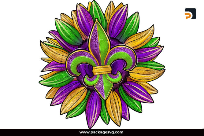 Mardi Gras Carnival Sunflower PNG Sublimation Design