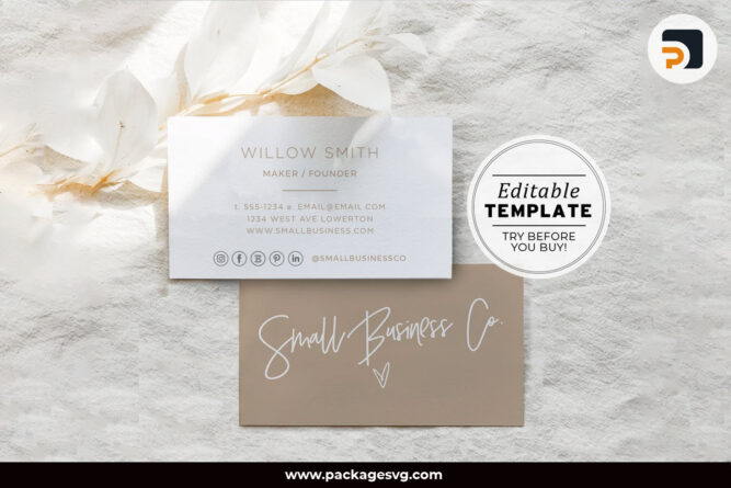 Nue Minimalist Business Card, Editable Business Card Canva Template