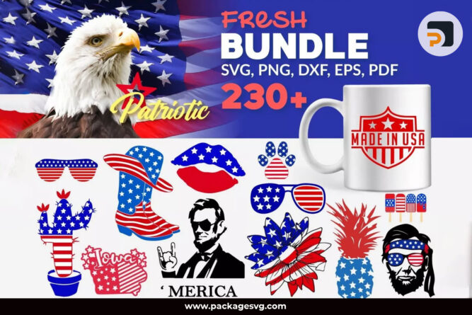 Patriotic SVG Bundle, 230+ America Designs