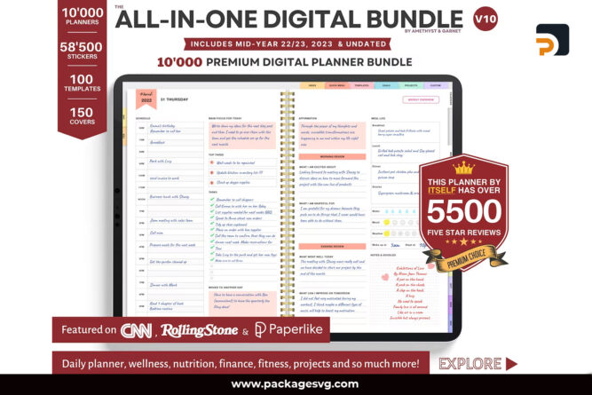 Premium Digital Planner Bundle, Daily Planner Dated Undated