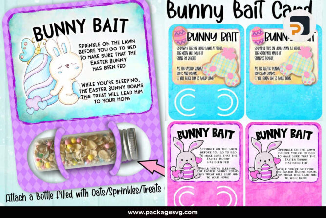 Set 3 Bunny Bait Card PNG