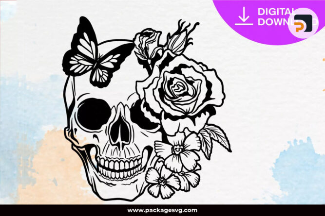 Skull Roses SVG PNG DXF JPG, Printable T-Shirt and Tote Bags