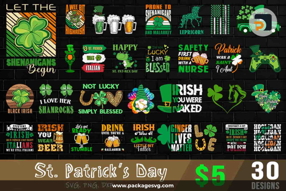 St Patrick's Day Bundle, 30 Designs