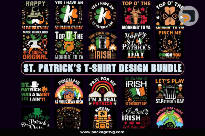 St Patrick's T-Shirt Design Bundle, 20 Designs