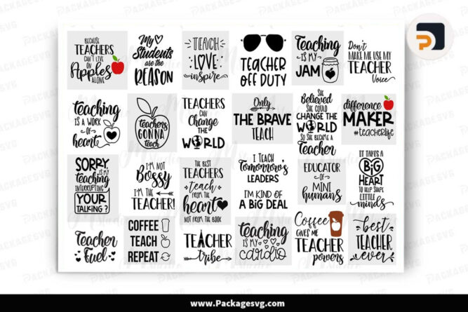 Teacher SVG Bundle, 24 Listings Inside SVG PNG DXF EPS JPG Digital Download