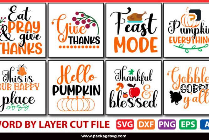 Thanksgiving Bundle SVG PNG EPS DXF JPG AI, Printable on T-Shirt