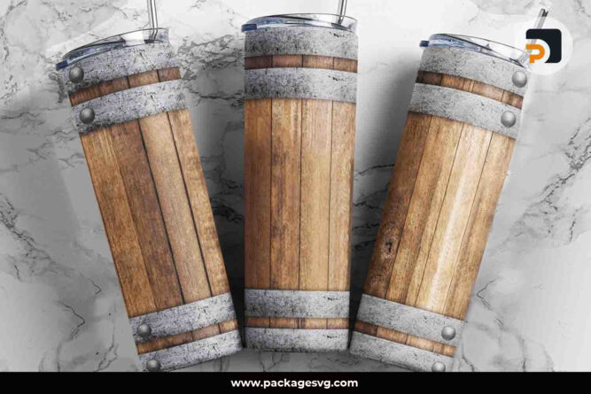 Whiskey Barrel Sublimation PNG, 20oz Skinny Tumbler Template