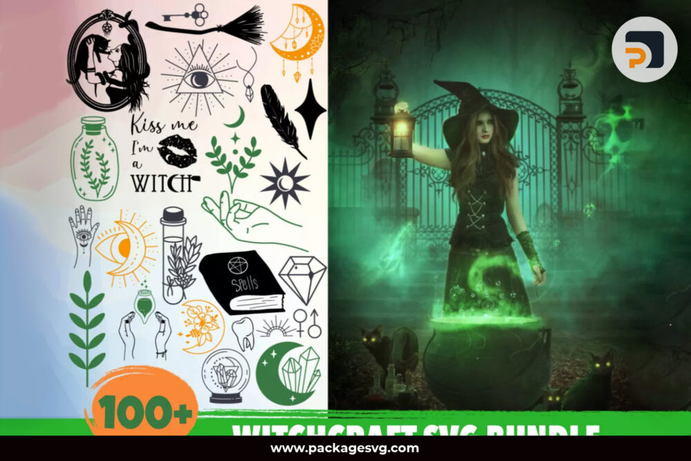 Witchcraft SVG Bundle, 100+ Designs Halloween SVG PNG DXF