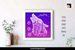 3D Howling Wolf Shadowbox SVG