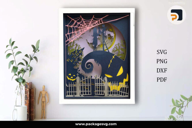 3D Nightmare Shadow Box SVG, Halloween Template For Cricut