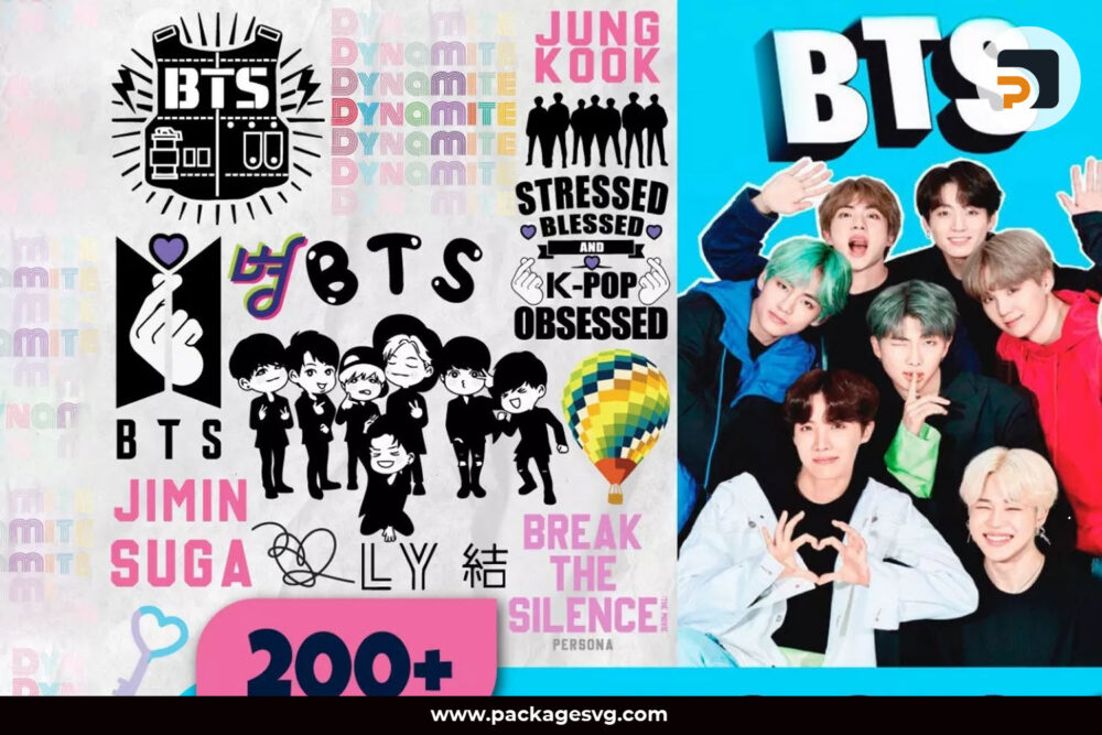 BTS Band SVG Bundle, 200+ Fan KPOP Designs SVG