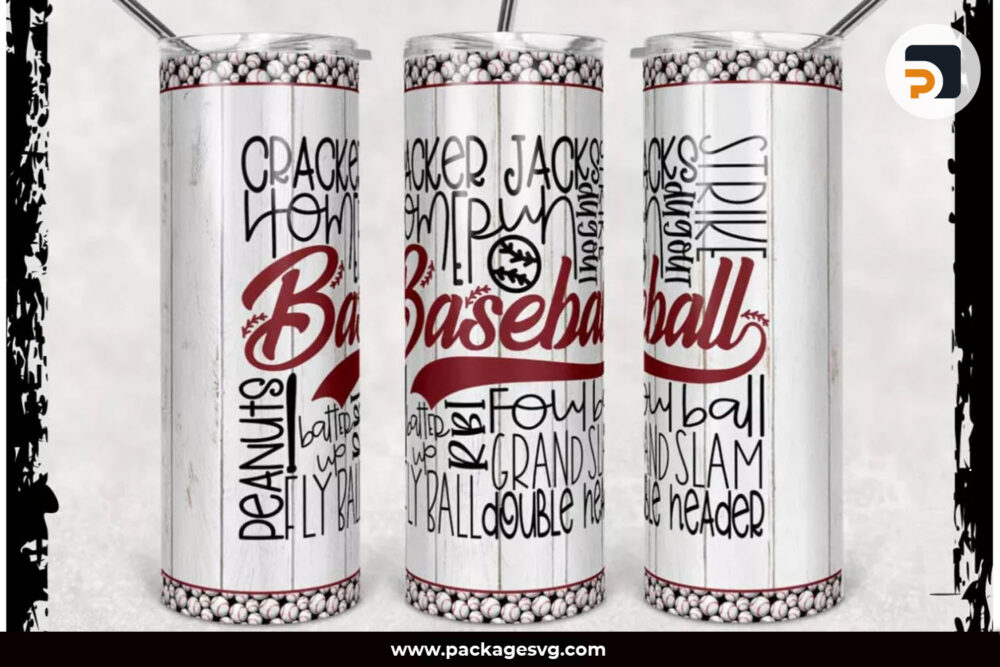 Baseball 20oz Skinny Tumbler Template PNG