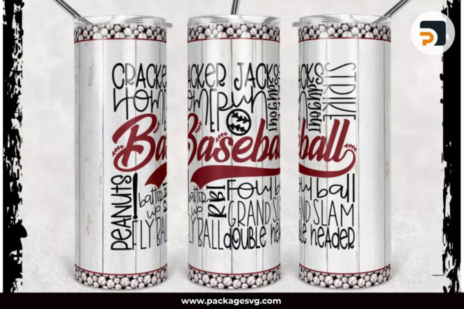 Baseball 20oz Skinny Tumbler Template PNG