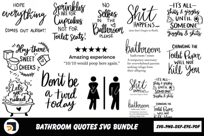 Bathroom Quotes SVG Bundle, 100 Designs SVG