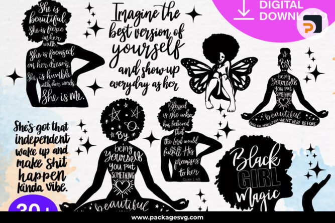 Black Woman SVG Bundle, 30 Designs SVG