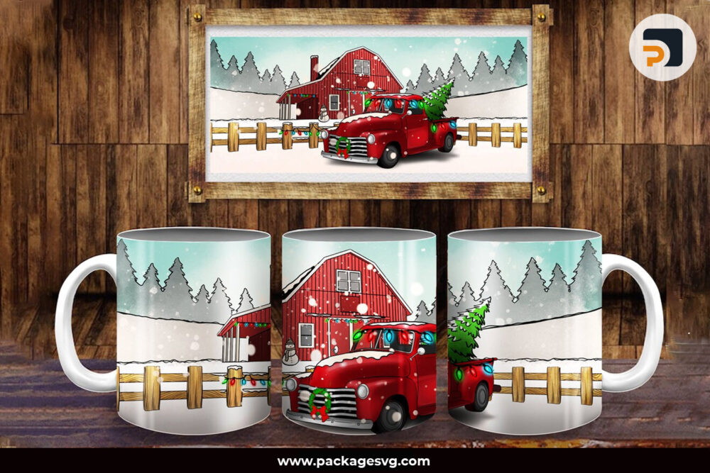 Christmas At The Farm PNG Sublimation Designs, 11oz and 15oz Mug