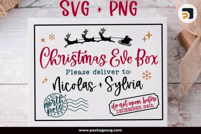 Christmas Eve Box SVG PNG Gift for Kids