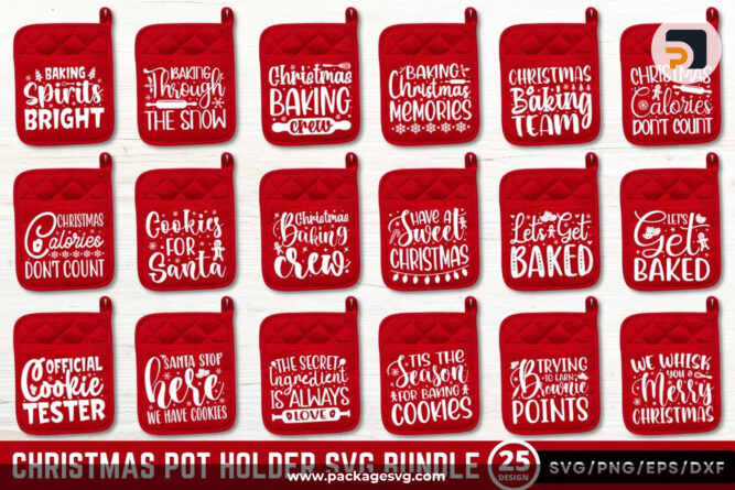 Christmas Pot Holder SVG Bundle, 25 Designs