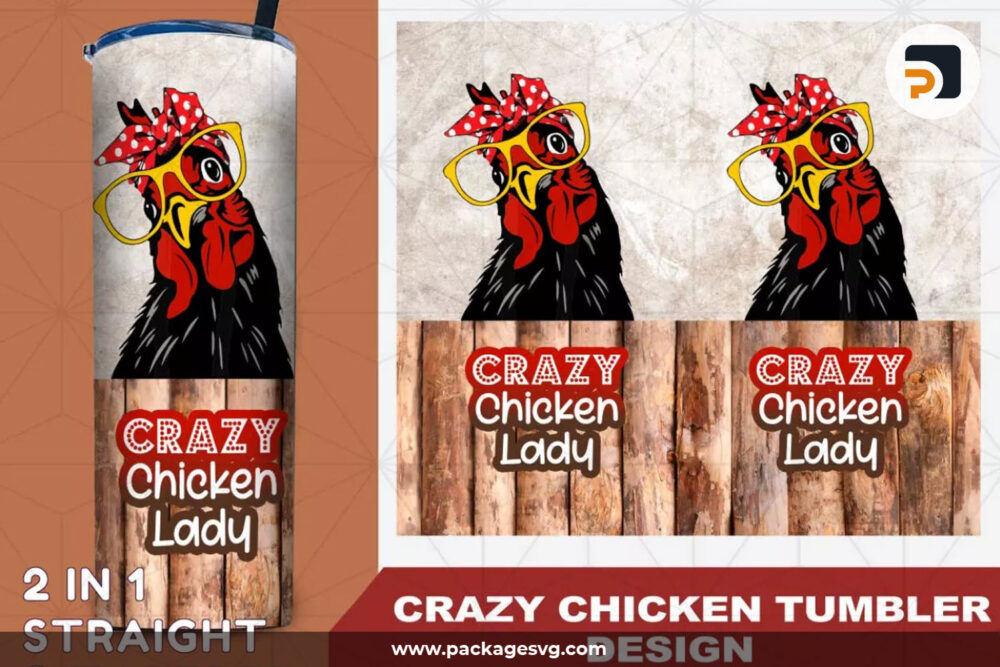 Crazy Chicken Lady PNG, 20oz Skinny Tumbler Template