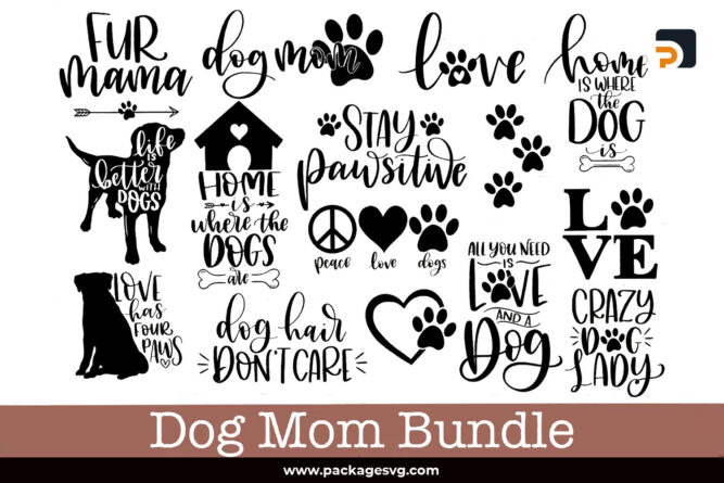 Dog Mom SVG Bundle, 15 Paw Designs SVG PNG