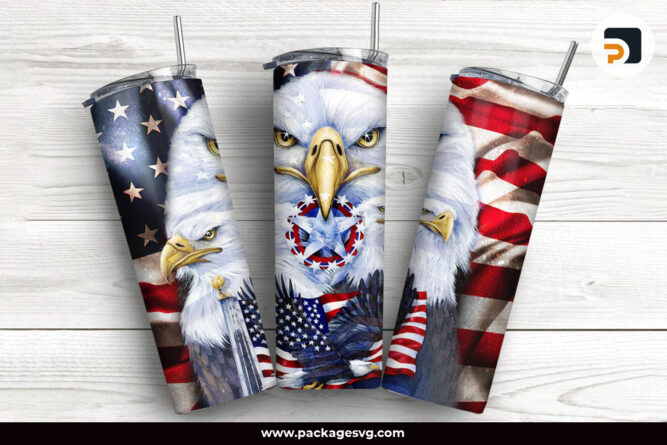 Eagle American Flag PNG, 20oz Skinny Tumbler USA Template