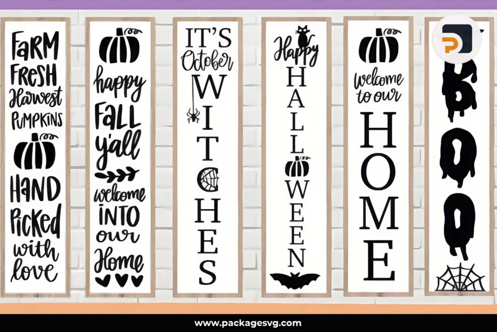 Fall Porch Sign SVG Bundle, Halloween and Autumn Porch Signs