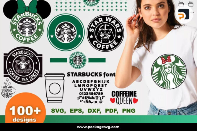 Funny Starbucks Bundle SVG PNG EPS DXF PDF, 100+ Designs