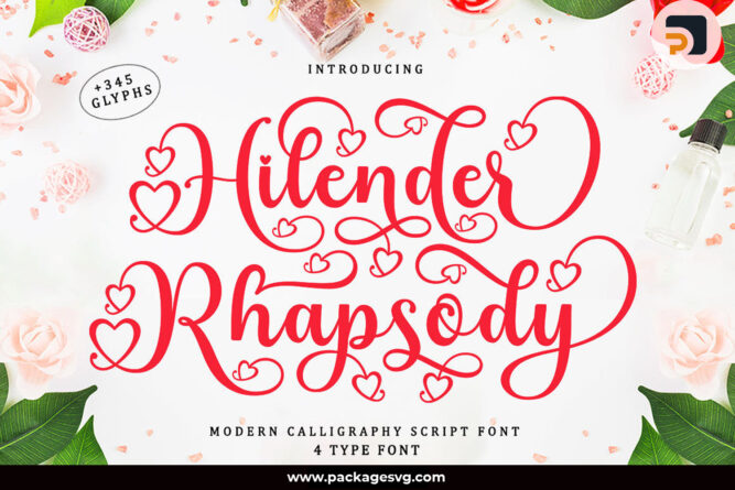 Hilender Rhapsody Font, 4 Type