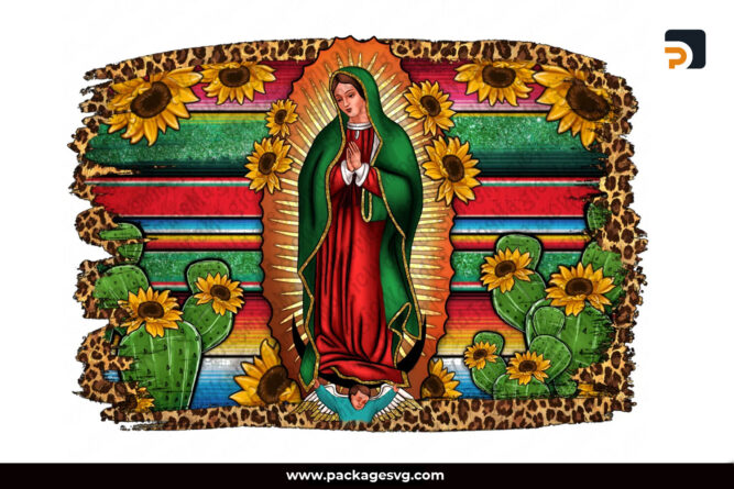 Lady Of Guadalupe Serape Background PNG Sublimation Design