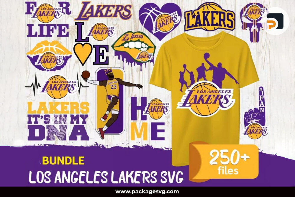 Los Angeles Lakers SVG Bundle, 250+ Basketball Designs