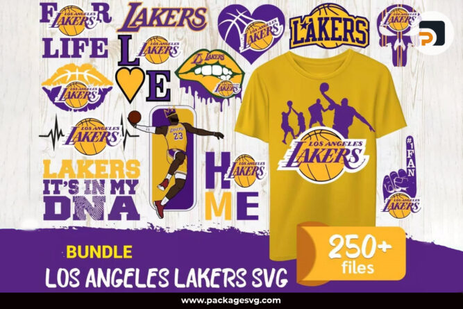 Los Angeles Lakers SVG Bundle, 250+ Basketball Designs