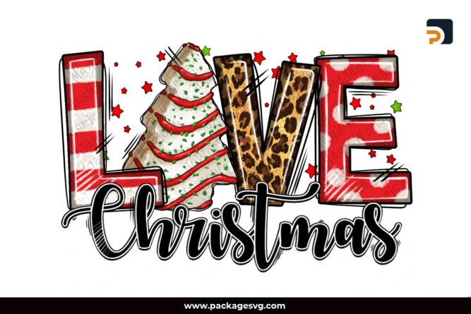 Love Christmas Tree Cake PNG Sublimation Design