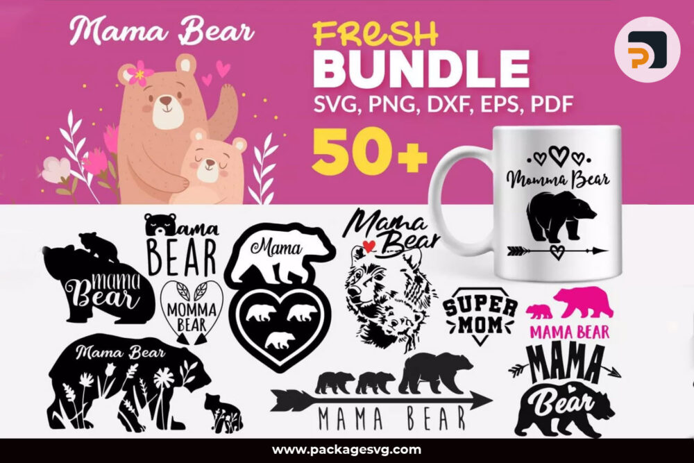 Mama Bear SVG Bundle, 50 Files SVG