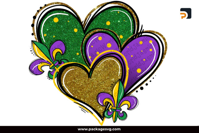 Mardi Gras Heart PNG Sublimation Design