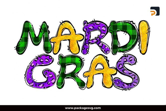 Mardi Gras Marquee Funky Font Design Sublimation File PNG