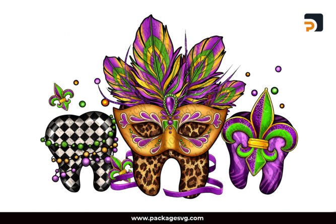 Mardi Gras Teeth Dental Assistant PNG Sublimation Design