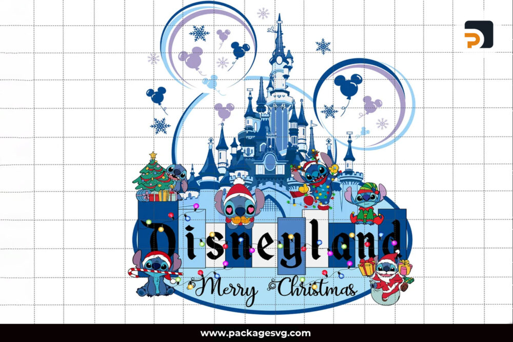 Merry Christmas Disneyland PNG, Stitch and Lilo PNG