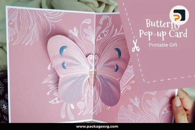 Pink Butterfly Pop-up Card Template