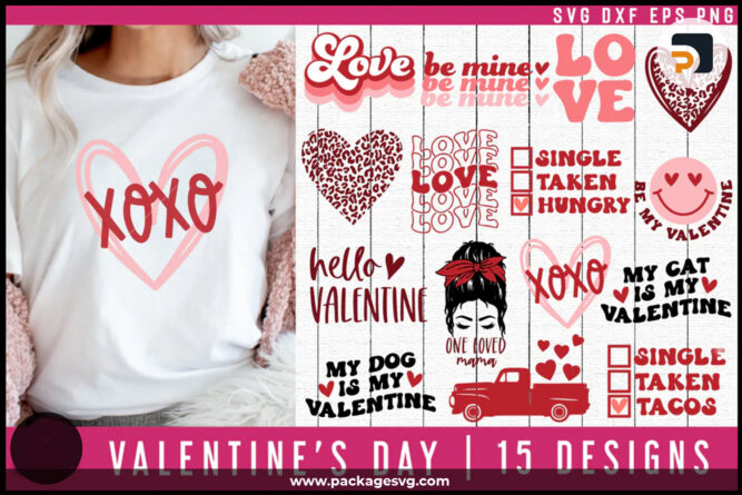 Pink Valentine's Day Bundle SVG