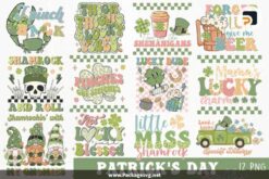 Retro Patrick's Day Sublimation Bundle, 12 PNG Files