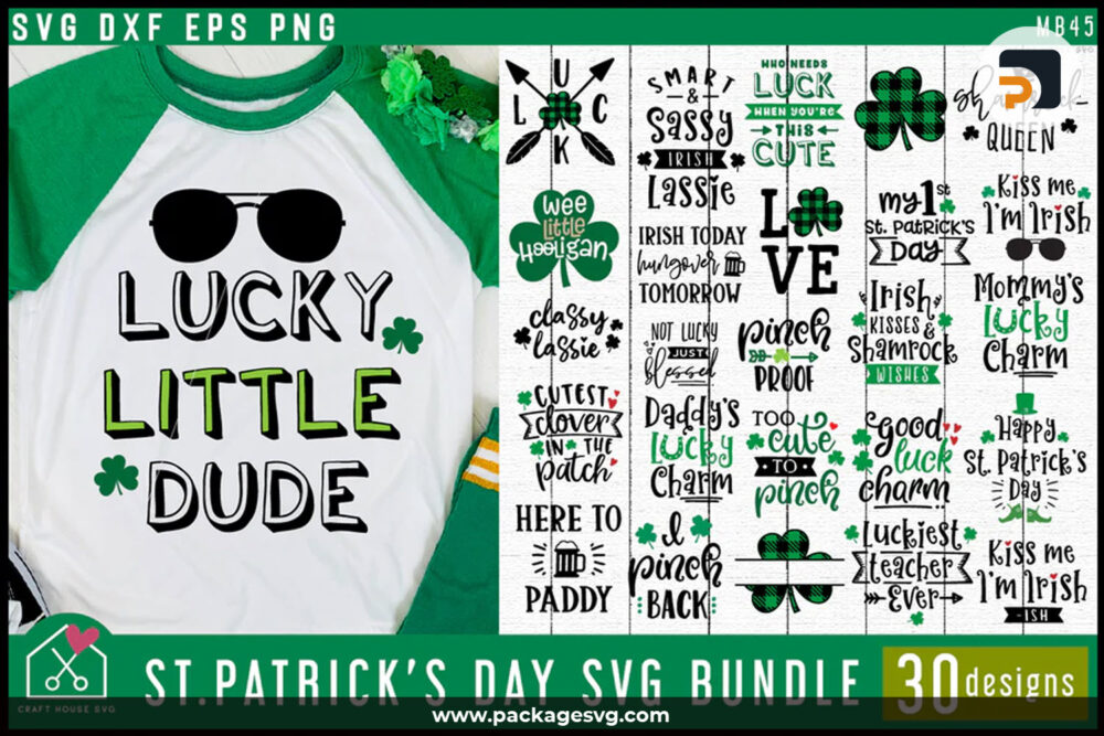 St. Patrick's Day Bundle SVG PNG EPS DXF, Irish Shirt Design Cut Files