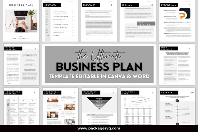 The Ultimate Business Plan Canva Template, Small Business Planner Proposal