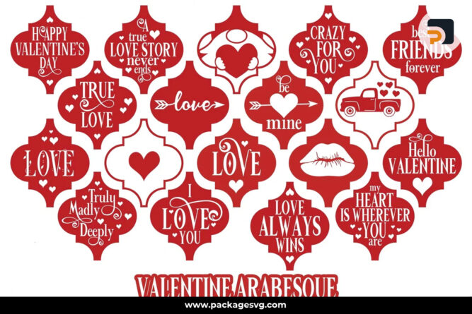 Valentine Arabesque SVG Bundle, 18 Designs SVG