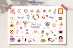 60 Just Love Elements PNG AI EPS Digital Download LCQ17Q8O|||||