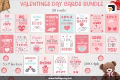 Valentine's Day Cards Bundle, 20 Designs SVG PNG EPS JPG