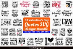 Valentine's Day Quotes Bundle, 32 Designs SVG PNG DXF EPS