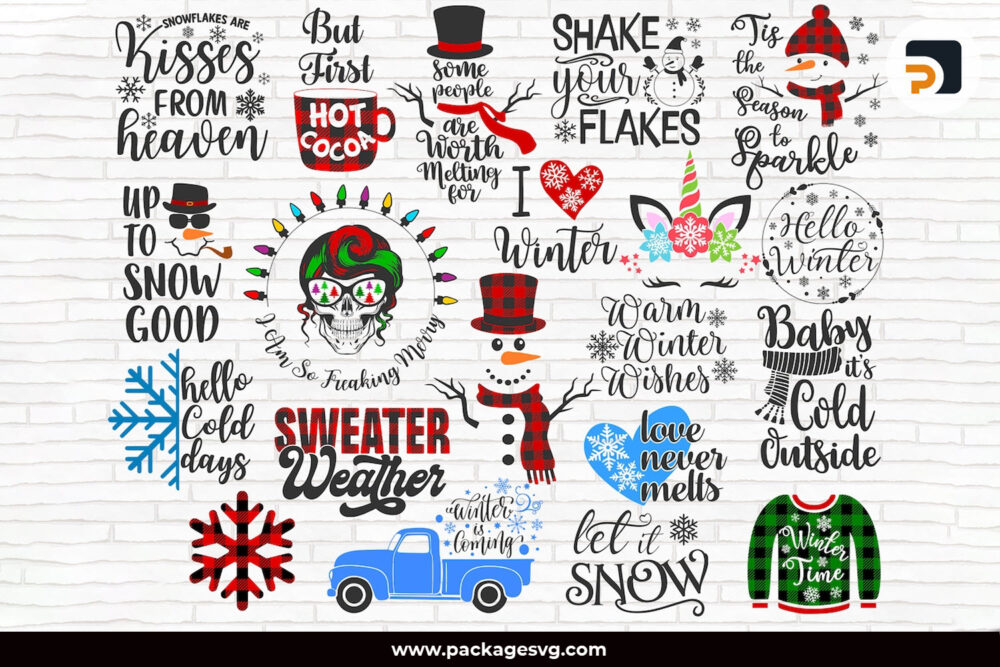 Winter SVG Bundle, 20 Christmas Designs