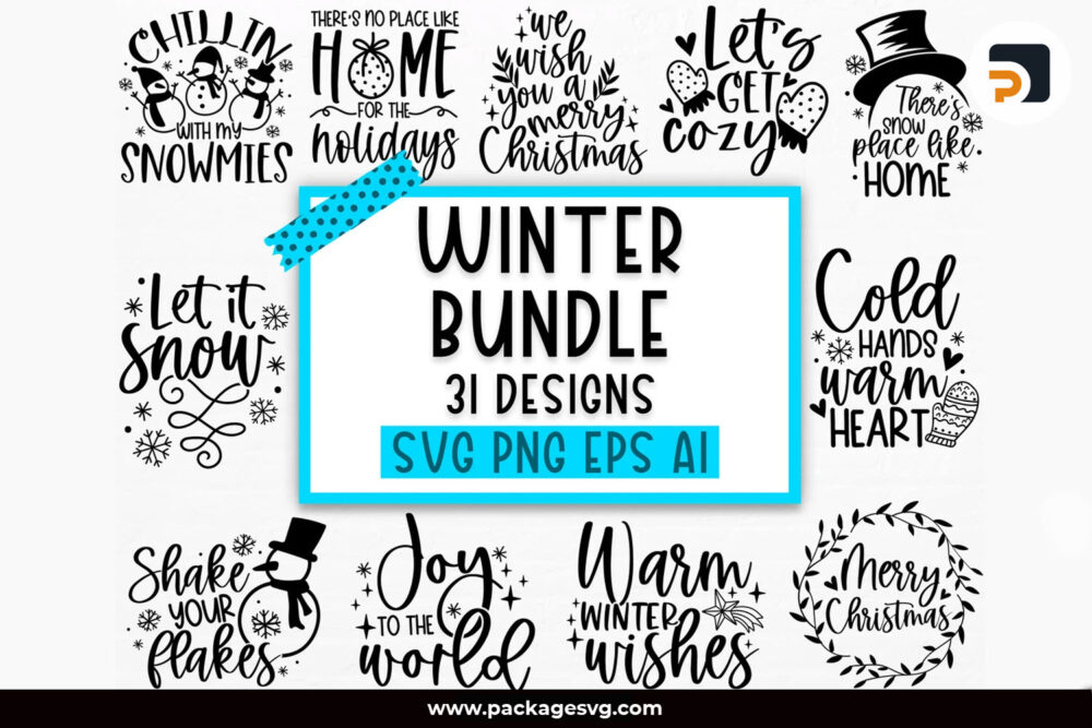 Winter SVG Bundle, 31 Designs SVG PNG EPS AI