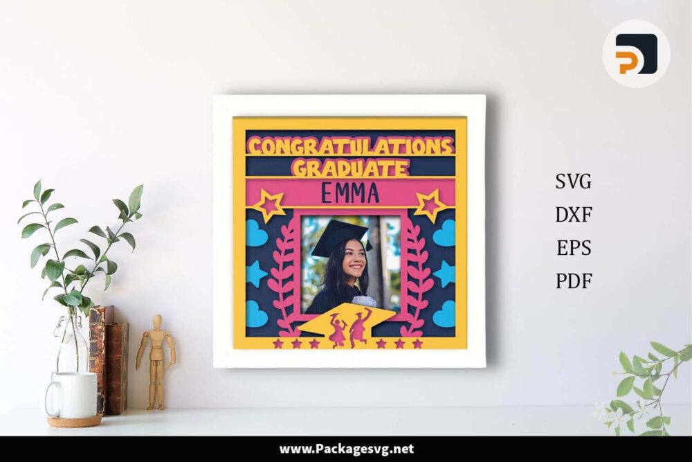 3D Congratulation Graduate Shadow Box, Customizable Photo Frame Template For Cricut LHFOG00C