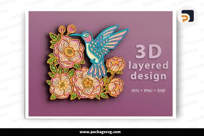 3D Hummingbird Layered, SVG Template For Cricut LHZN86KK